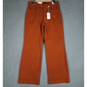 NEW Judy Blue Wide Leg Jeans Women's 14W Orange Boho High Waist Garment Dyed